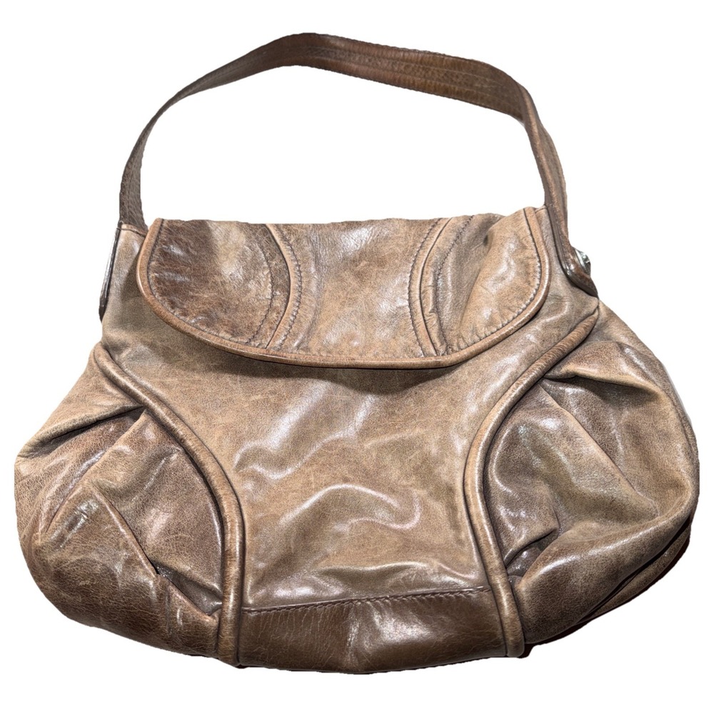 Francesco Biasia Genuine Leather Hobo Bag Shoulder Bag Purse Ex Lg Brown